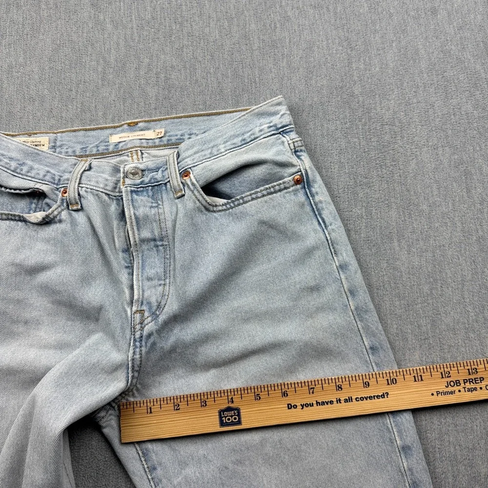 Levis Jeans Womens 27x25 Blue Wedgie Straight Leg Light Denim Pants Button Fly